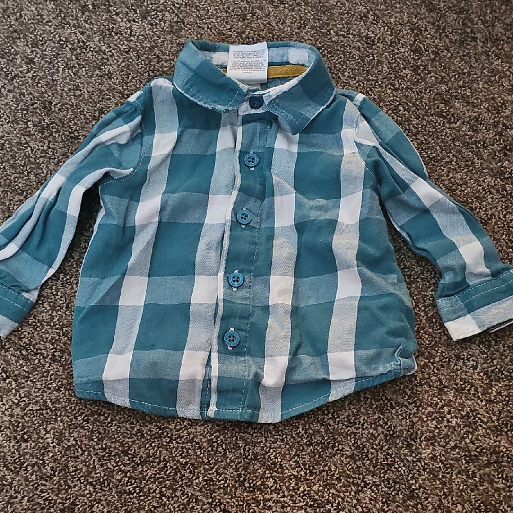 Small Wonders Blue and White Plaid Button-Down Shirt